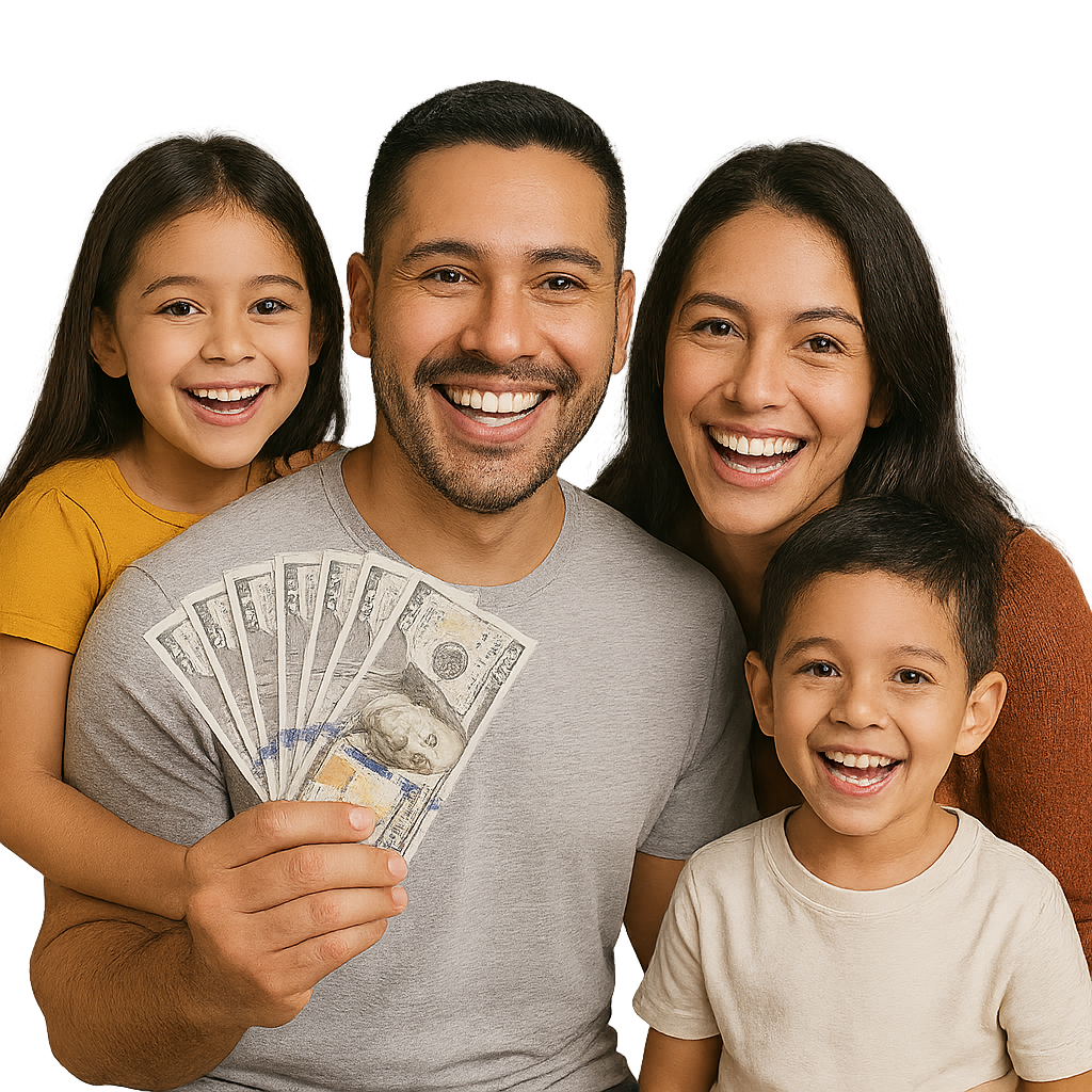 Happy borrower with cash